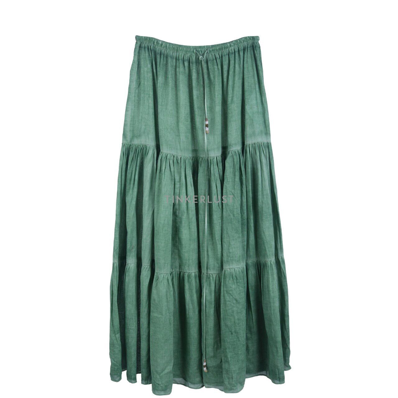 pakaian bawahan rok rok midi Zara Green Tie Dye Midi Skirt Tinkerlust